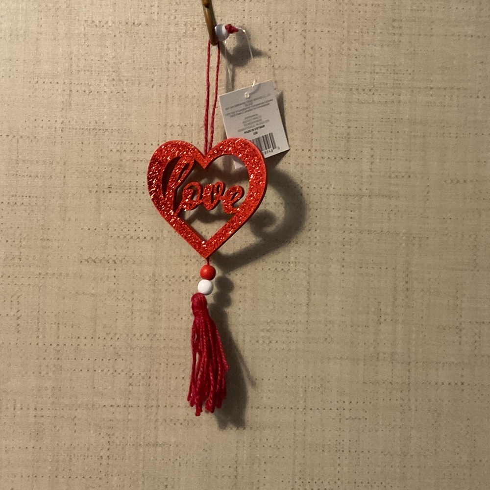 Glittery Red Heart Ornament with Tassel
